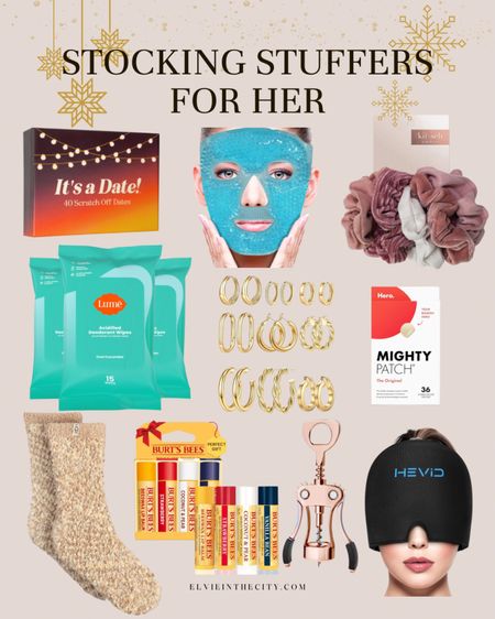 These stocking stuffers for her all arrive in time for Christmas! Ideas include date night cards, Lume deodorant wipes, Ugg socks, lip balm, a migraine cap, scrunchies, acne patches, face mask, and set of gold earrings. 

Gifts for her, gifts for mom, stockings, gifts under 25

#LTKGiftGuide #LTKHoliday #LTKfindsunder50