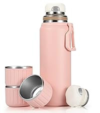 750ml/27 OZ Coffee Thermo with 3 cups, Insulated Water Bottle, Stainless Steel Vacuum Flask Set f... | Amazon (US)