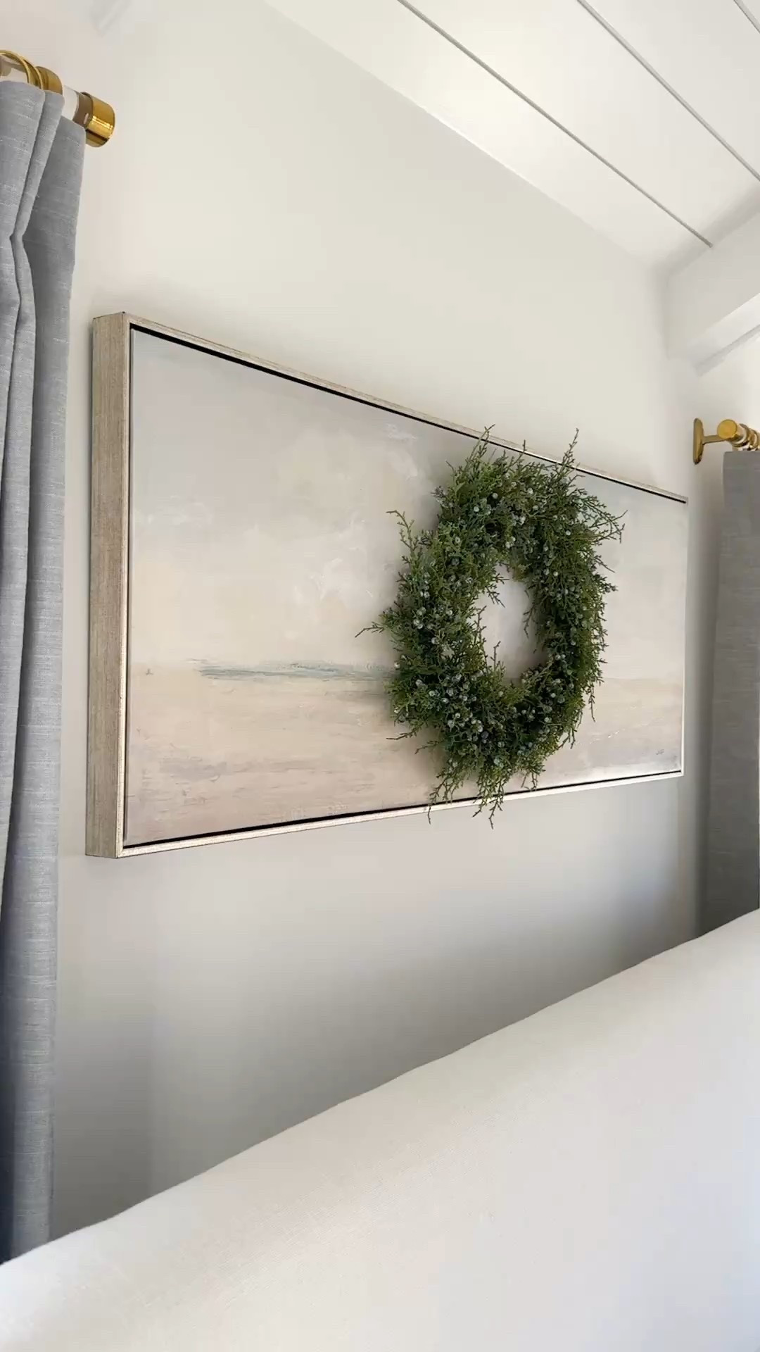 My exact Art I found pre-framed at HomeGoods. But I found the same print in similar size available at a few retailers! I decorated the art above my bed with a faux Juniper wreath

#LTKHoliday #LTKHome #LTKSaleAlert