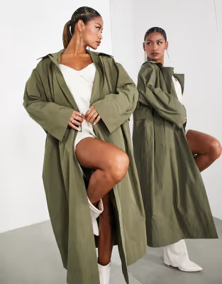 ASOS EDITION oversized trench coat in khaki | ASOS (Global)