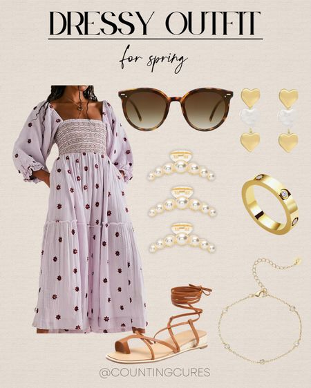Love this cute purple polka dot long-sleeve midi dress, leopard sunglasses, lace-up sandals, and more! This dressy outfit idea is perfect for your next vacation trip this spring or summer!
#springfashion #transitionalstyle #trendydresses #goldjewelry

#LTKstyletip #LTKSeasonal #LTKshoecrush