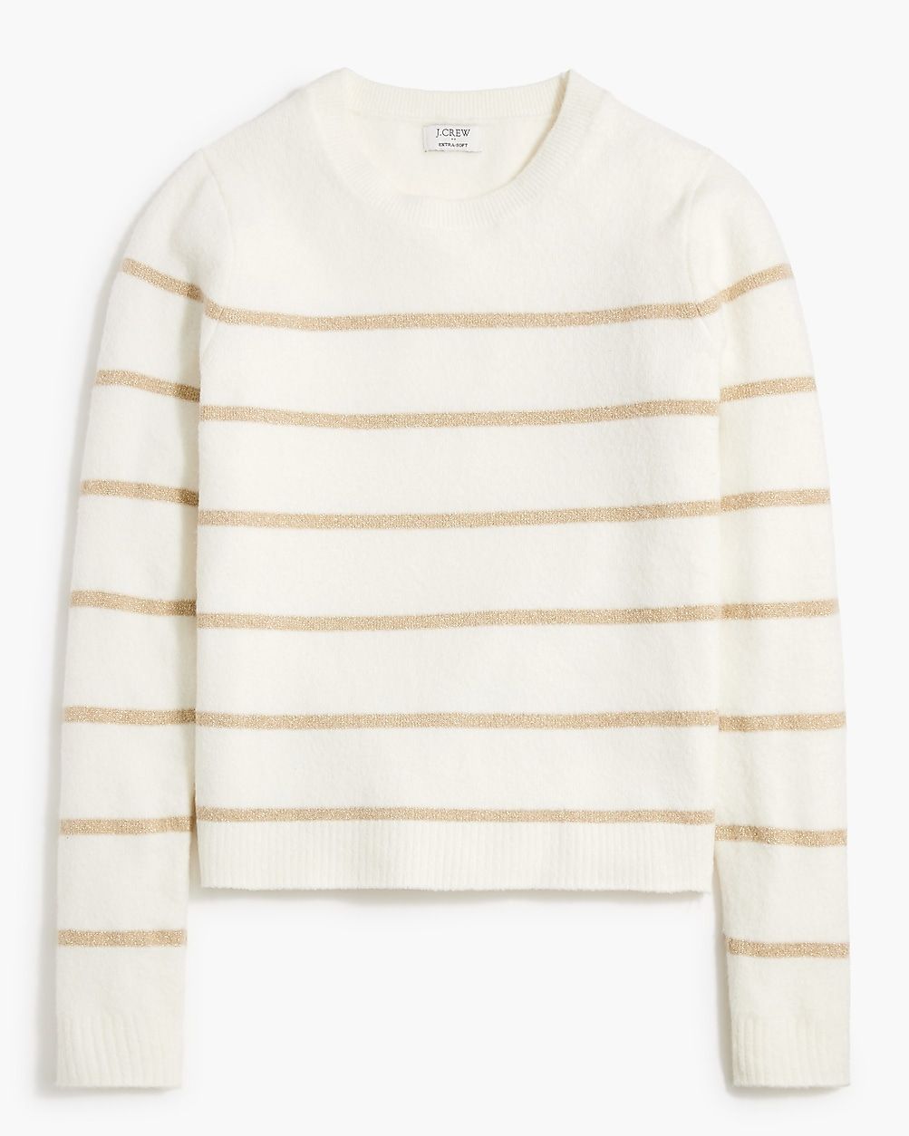 Shimmer striped crewneck in extra-soft yarn | J.Crew Factory