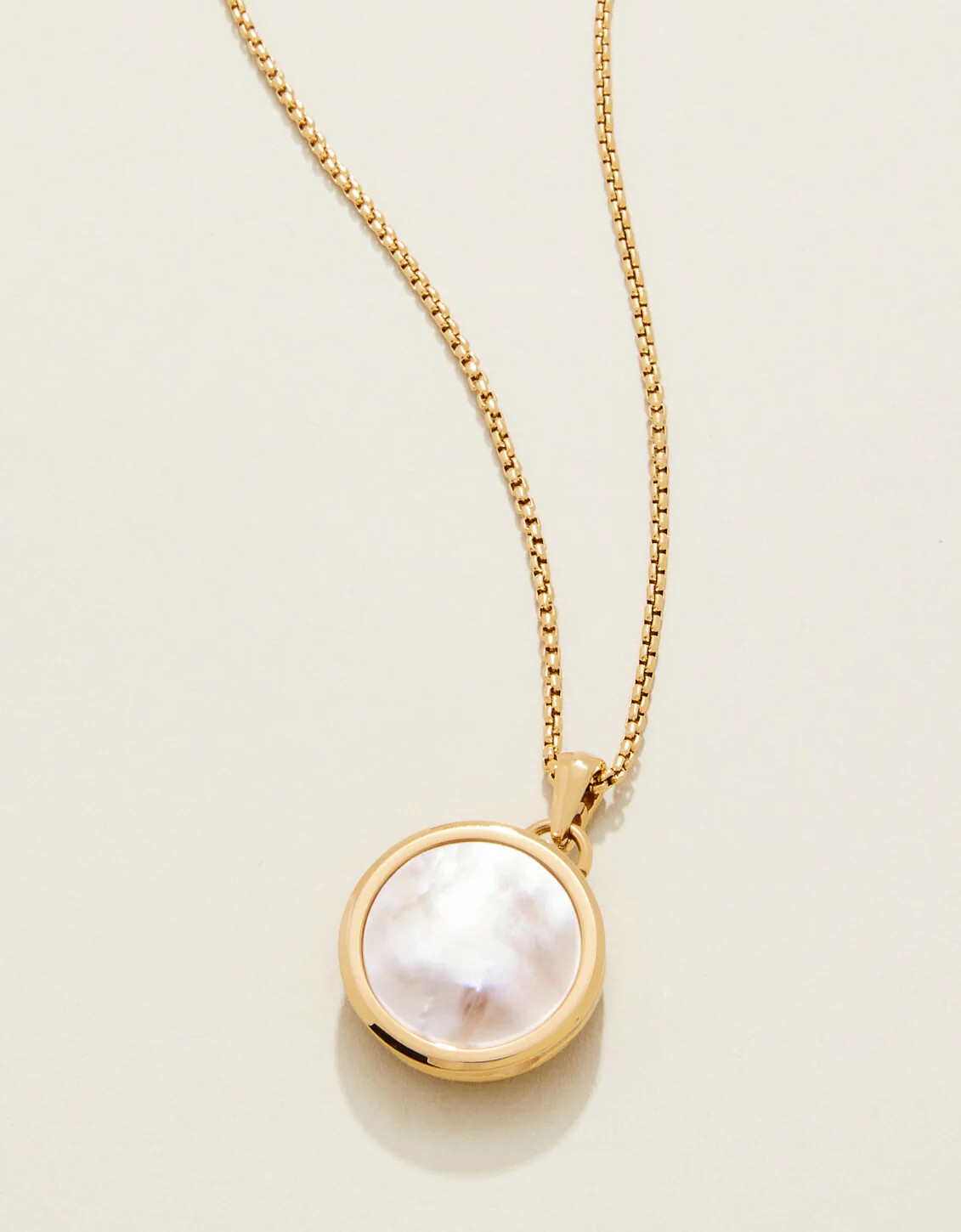 Mini Round Locket Necklace 18" Mother-of-Pearl | Spartina 449