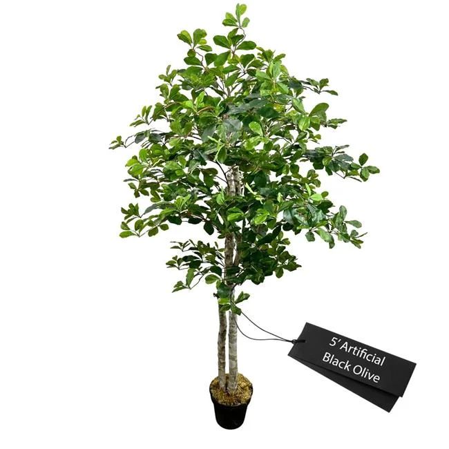 Cypress & Alabaster  Handmade 5' Artificial Black Olive Tree In Home Basics Plastic Pot Made with... | Walmart (US)