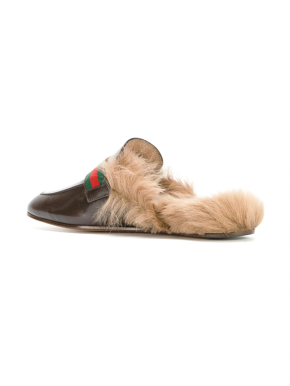 Princetown Leather Slipper With Double G Dark Brown | The Webster