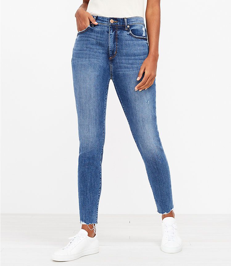 The Fresh Cut High Waist Skinny Ankle Jean in Authentic Mid Vintage Wash | LOFT