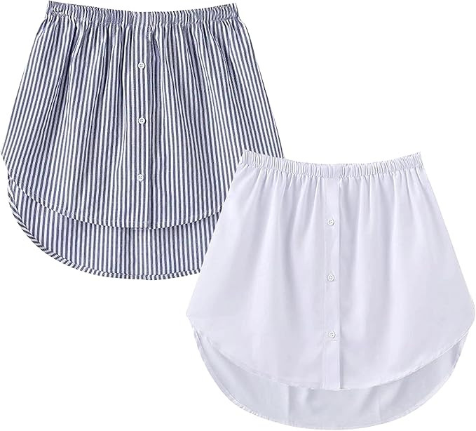tagunop Women's Shirt Extender Removable Layering Skirts Half Length Undershirt Skirt with Button... | Amazon (US)