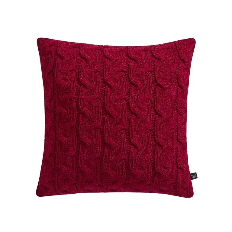 My Texas House Monte 20" x 20" Red Chenille Cable Knit Decorative Pillow | Walmart (US)
