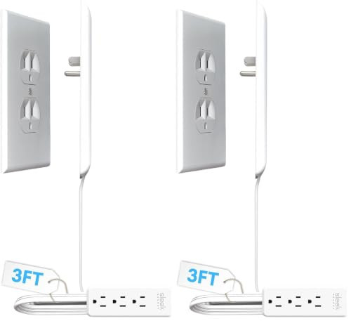 Sleek Socket Original & Patented Flat Ultra-Thin Outlet Concealer with Extension Cord Kit, Multi Outlets Power Strip, Ideal for Home Improvement, Hide Bulky and Messy Cords, 3ft (Pack of 2) | Amazon (US)