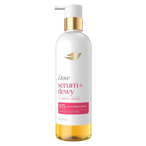 Dove Serum+ Shower Oil Body Wash Dewy, Coconut & Geranium Oil, 15.3 fl oz I Hydrating shower oil body wash with glycerin serum for soft, dewy skin without greasy residue | Amazon (US)