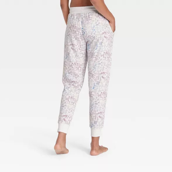 Women's Animal Print Beautifully Soft Fleece Lounge Jogger Pants - Stars Above™ Cream | Target