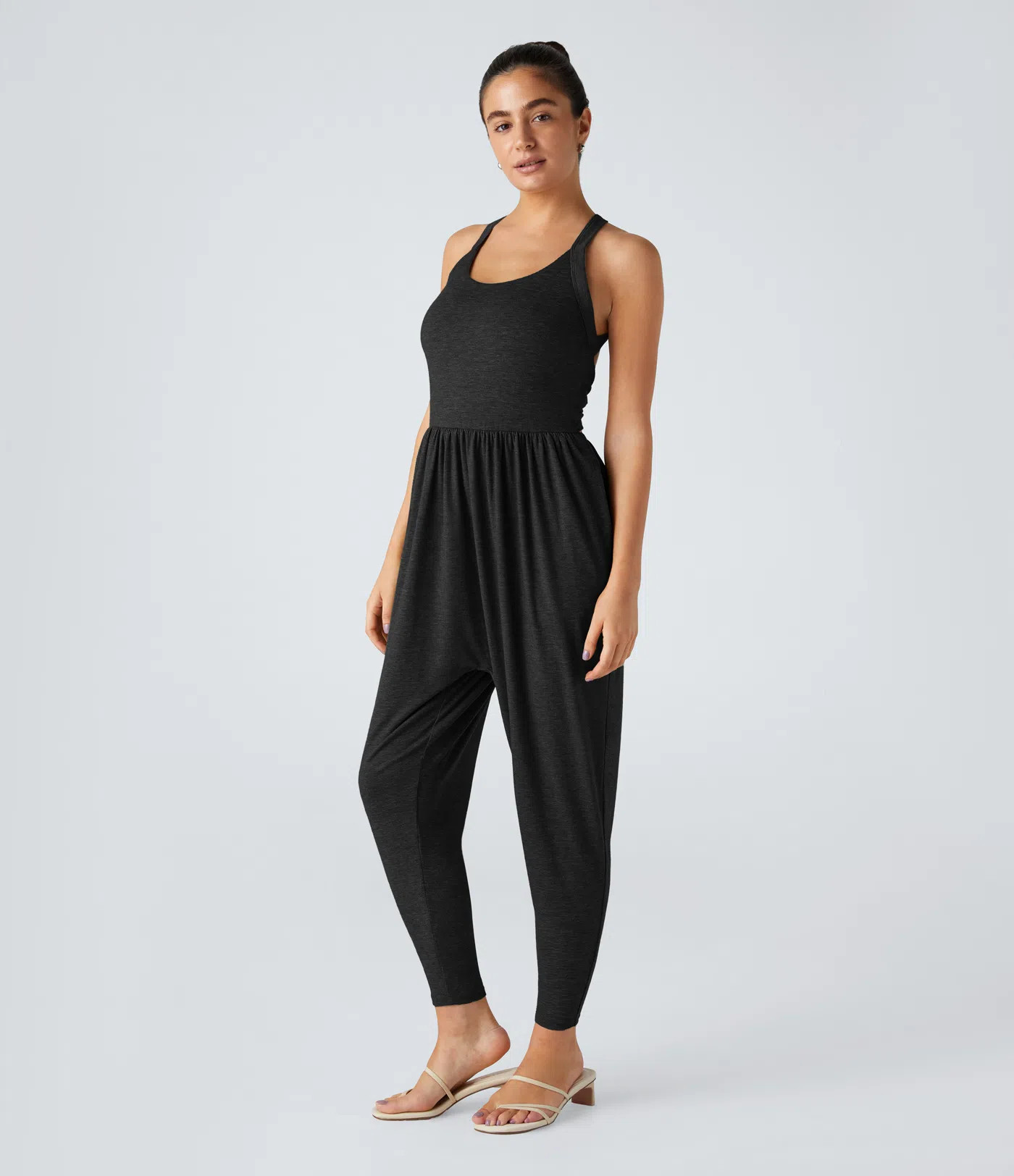 Women’s U Neck Pocket Harem Casual Jumpsuit-Easy Peezy Edition - Halara | HALARA