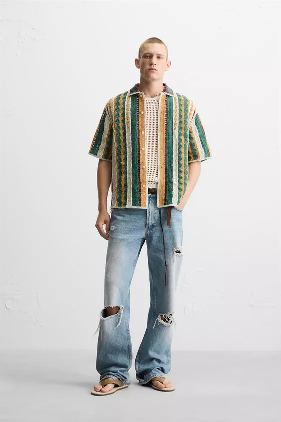 TEXTURED CROCHET SHIRT | Zara US