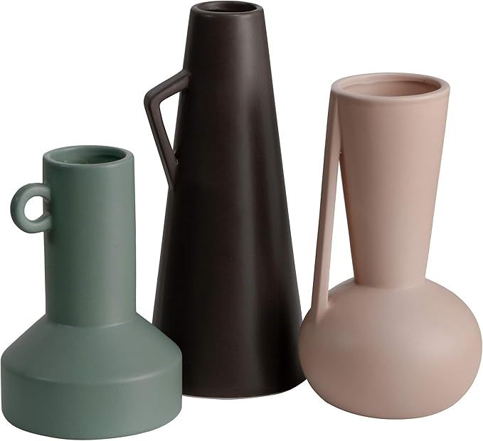 TERESA'S COLLECTIONS Modern Ceramic Vase for Home Decor, Set of 3 Morandi Decorative Vase for Liv... | Amazon (US)