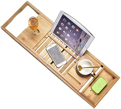 Luxury Bathtub Caddy Tray，Bamboo Bathtub Tray Caddy - Wood Bath Tray Expandable，Can be Placed Book a | Amazon (US)