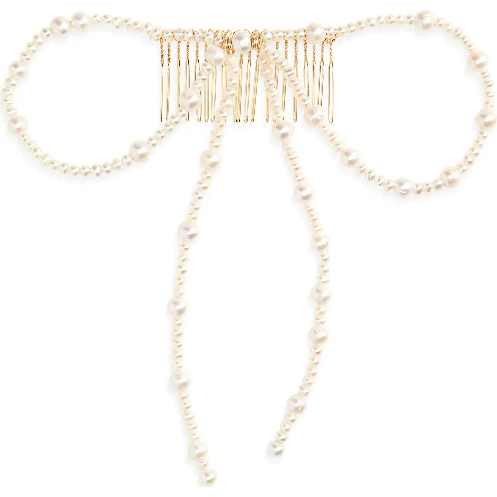 Éliou Genevieve Pearl Bow Hair Comb in White at Nordstrom | Nordstrom