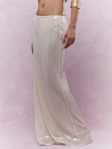 MISSGUIDED Sequined Sheer Flared Hem Maxi Skirt | SHEIN