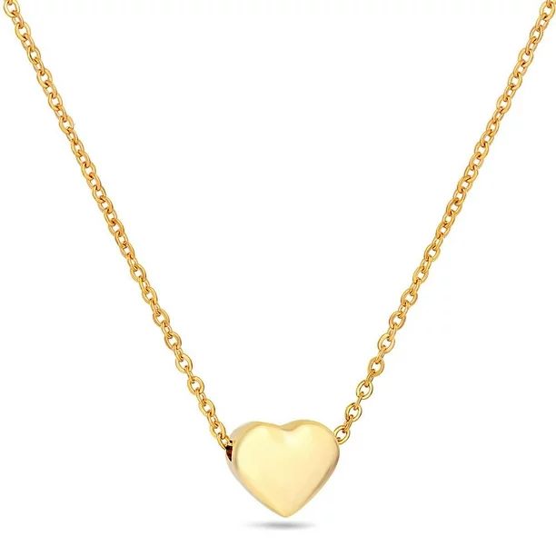Stainless Steel Heart Necklace For Women or Teenage Girl, Gold Color - Walmart.com | Walmart (US)