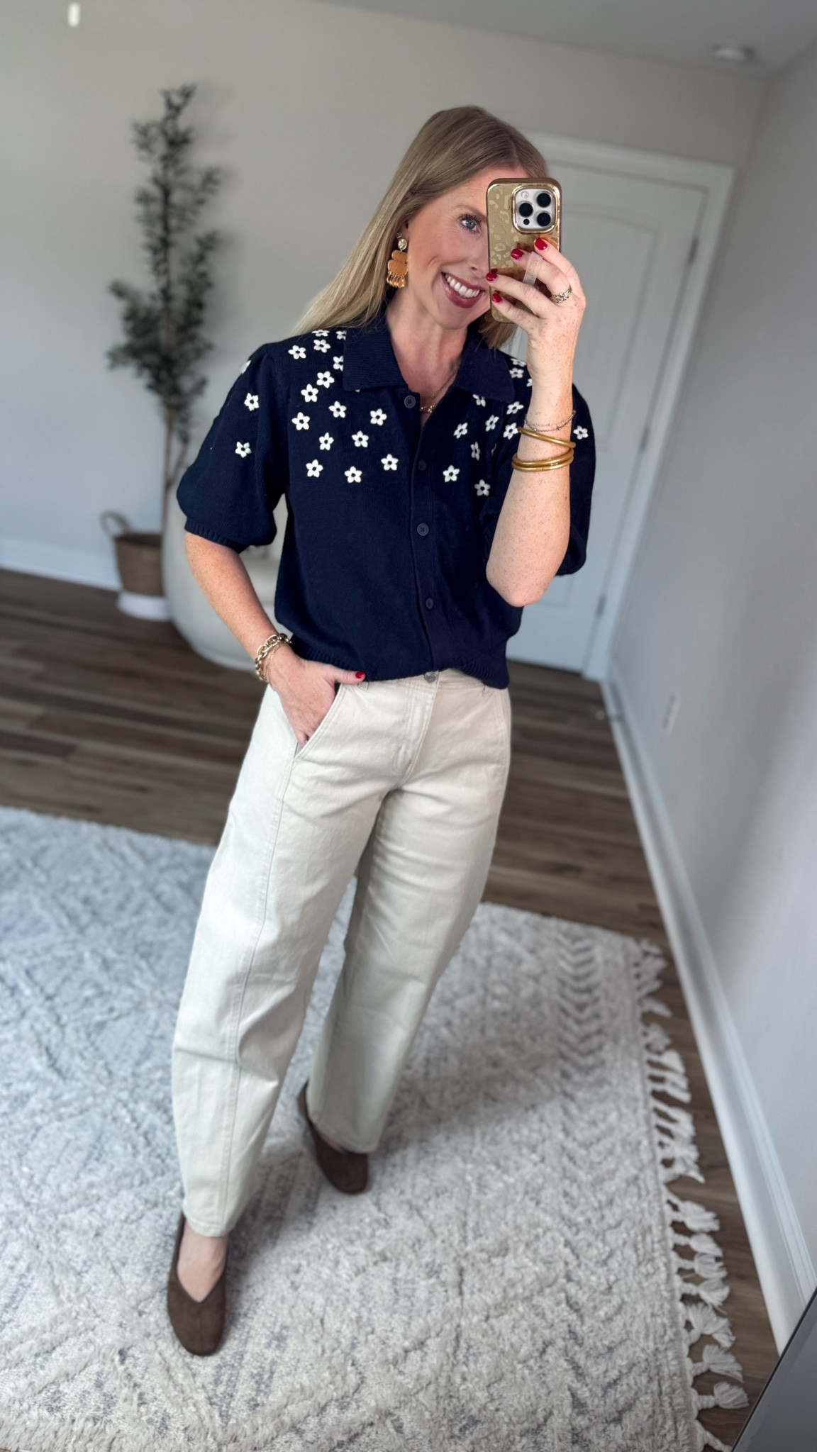 Daily try on, free assembly, Walmart style, beige barrel jeans, Walmart fashion