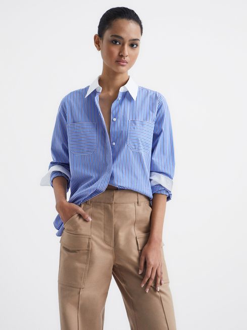 Contrast Stripe Collared Shirt | Reiss US