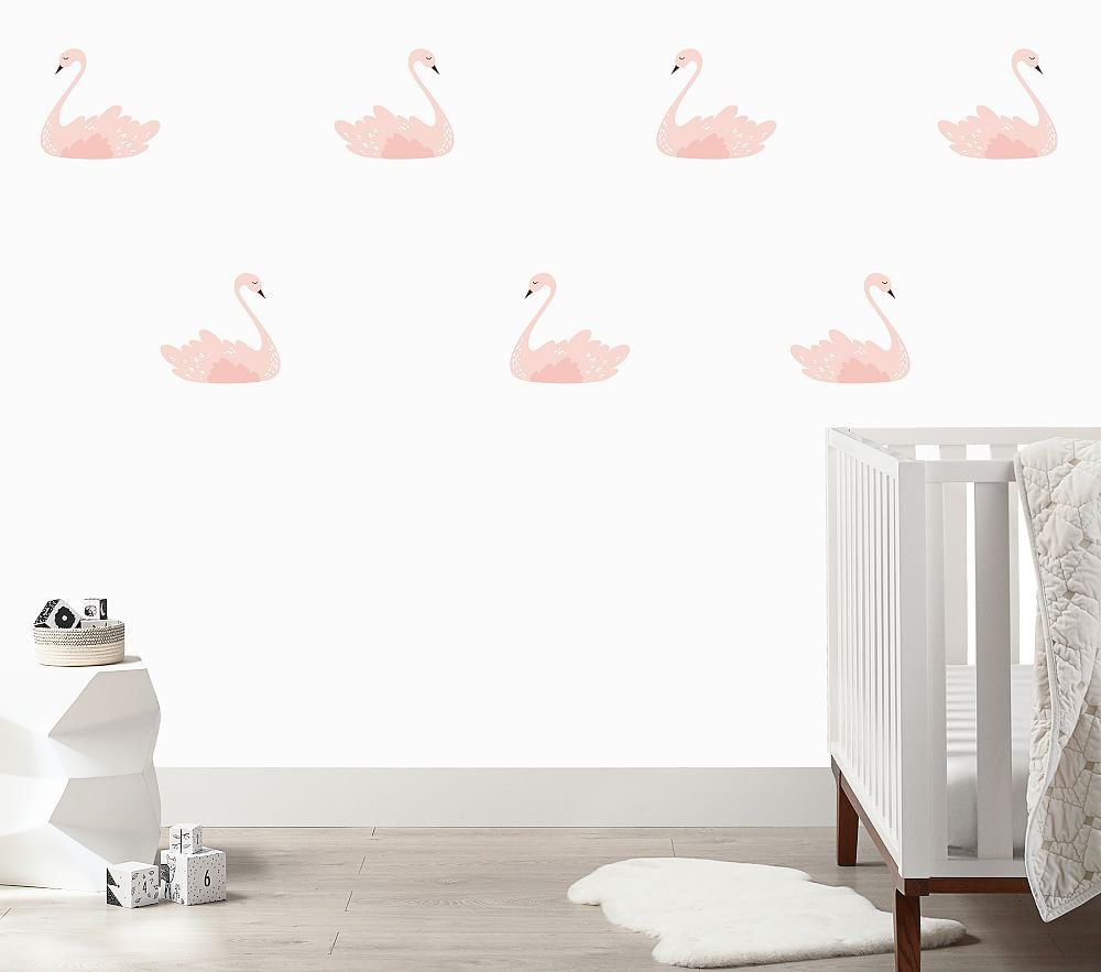 Urbanwalls Pink Swans Wall Decal | Pottery Barn Kids