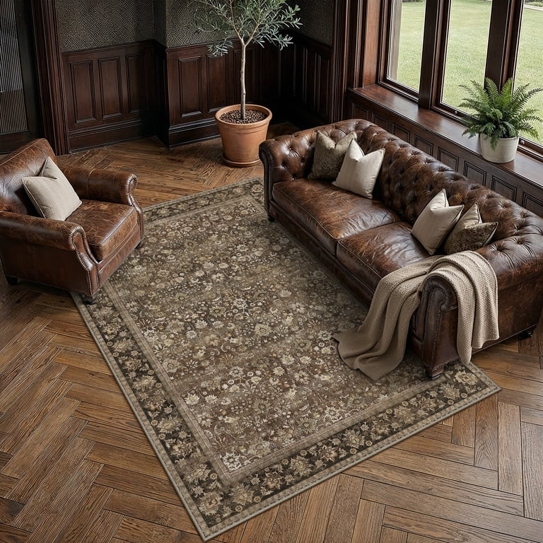 BERTHMEER 5'x7' Vintage Brown Area Rugs for Living Room Bedroom Dining Room Farmhouse Traditional... | Walmart (US)