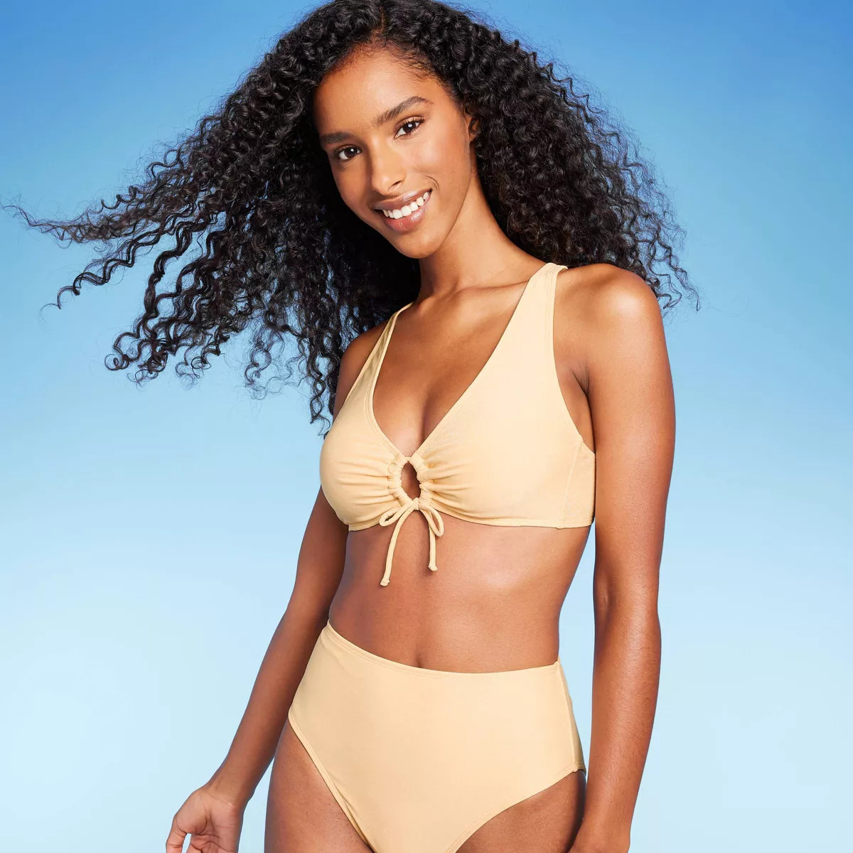 Women's Lurex Keyhole Tall Triangle Bikini Top - Shade & Shore™ Yellow | Target
