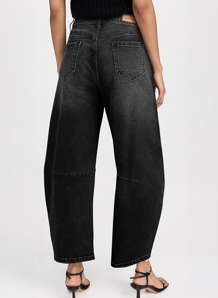 Sidefeel Women's Barrel Jeans Wide Leg Vintage Mid Rise Y2k Baggy Boyfriend Ankle Denim Pants | Amazon (US)