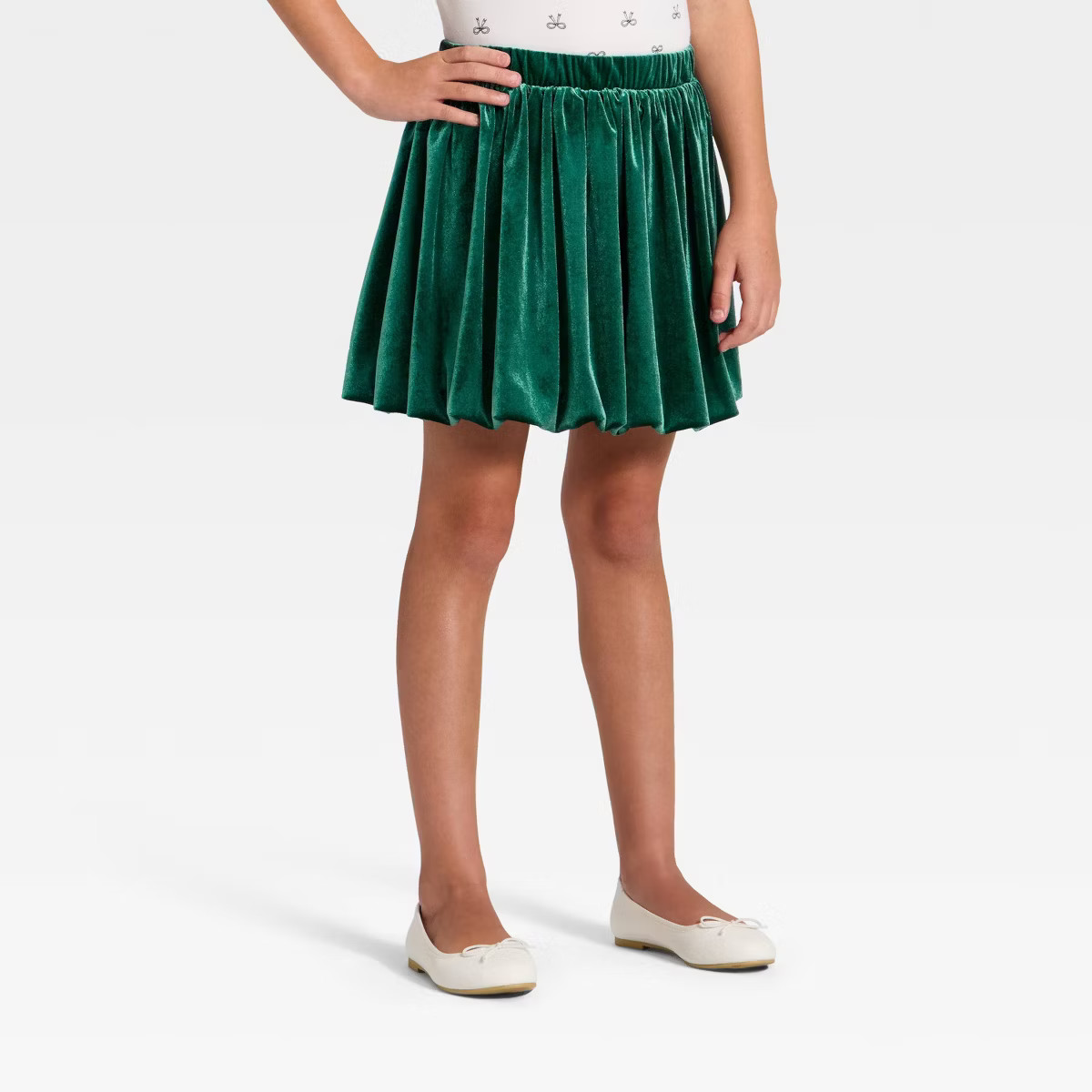 Girls' Holiday Velvet Bubble Hem Skirt - Cat & Jack™ Jade Green L | Target