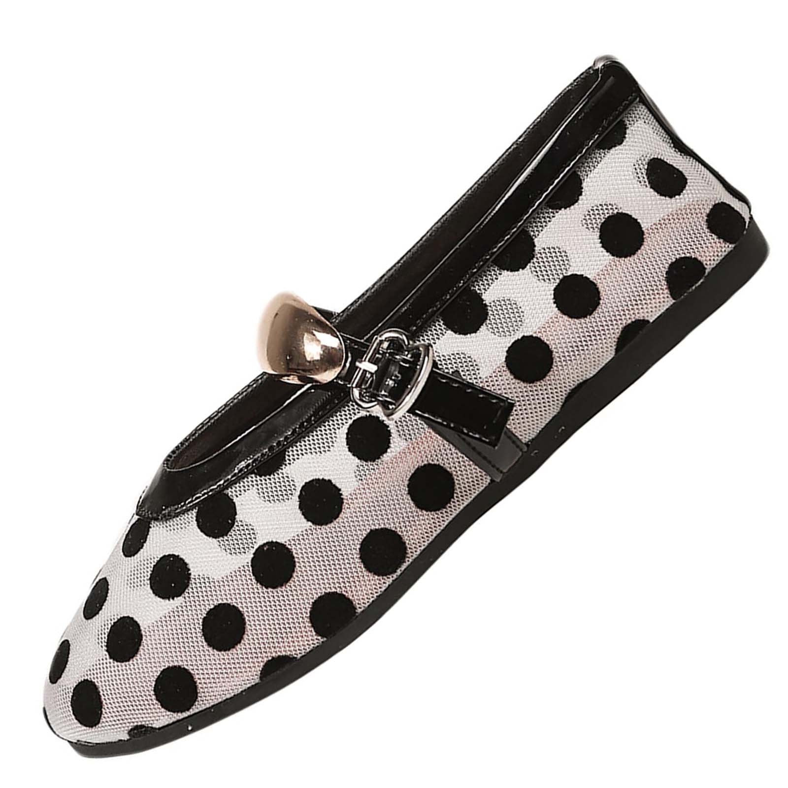 RXMEKW Casual Flat Shoes For Women with Polka Dot Mesh and Adjustable Buckle Strap, Lightweight B... | Walmart (CA)