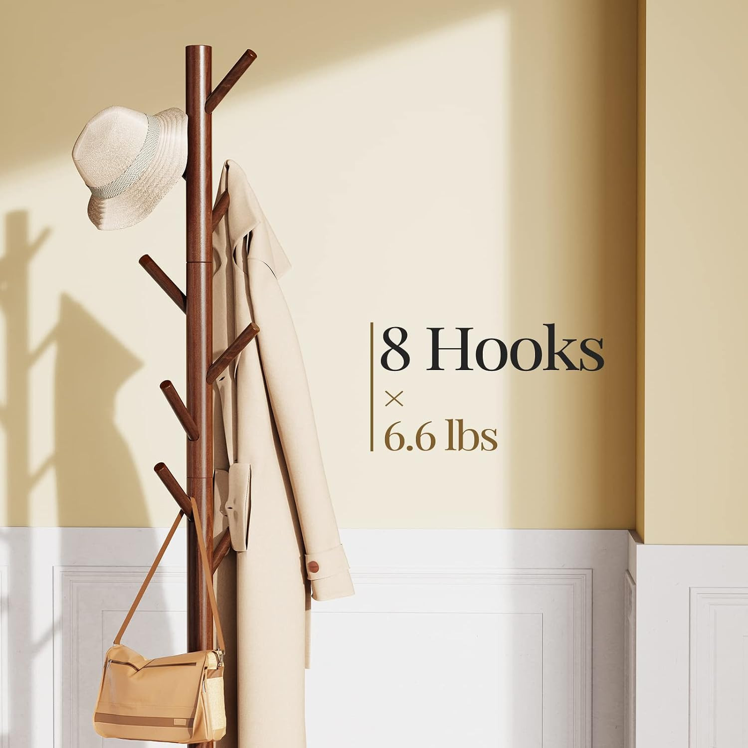 Pipishell Coat Rack, Coat Rack Freestanding with 3 Adjustable Sizes Coat Tree and 8 Hooks, Sturdy... | Amazon (US)