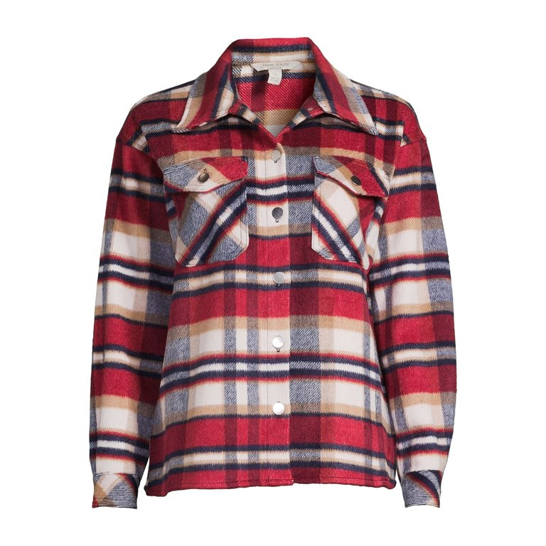 Nine.Eight Women’s Plaid Shacket - Walmart.com | Walmart (US)