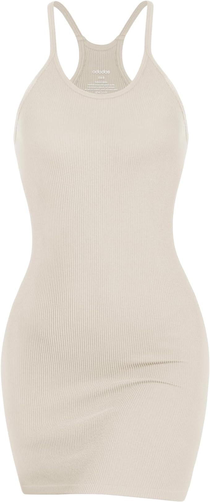 ODODOS 2-Pack Seamless Cami Under Dress for Women, Ribbed Sleeveless Bodycon Tank Tops Mini Dress... | Amazon (US)