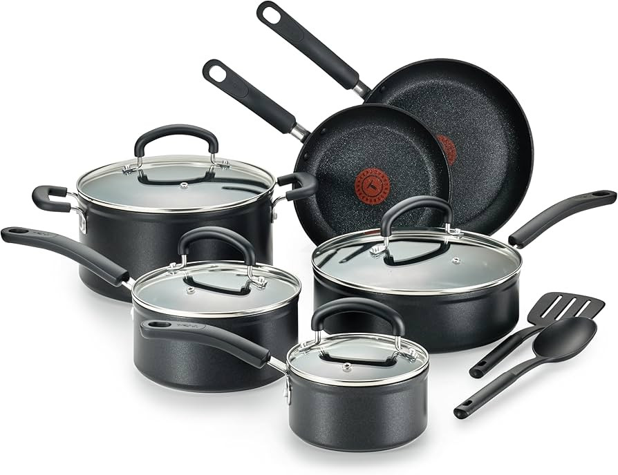 T-fal Advanced Nonstick Cookware Set 12 Piece, Oven Broiler Safe 350F, Kitchen Cooking Set W/ Fry... | Amazon (US)