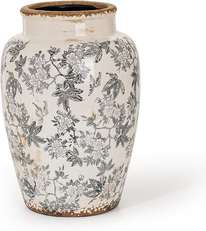 Sungmor Ceramic Flower Vase, Vintage Ice Cracked Glaze Porcelain Vase, Pretty Home Decor Vase for... | Amazon (US)