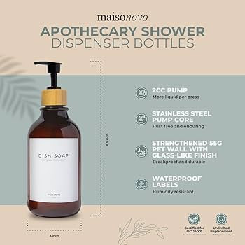 MaisoNovo Shampoo and Conditioner Bottles Dispenser | Soap Shampoo Dispenser Bottles with Pump Sh... | Amazon (US)