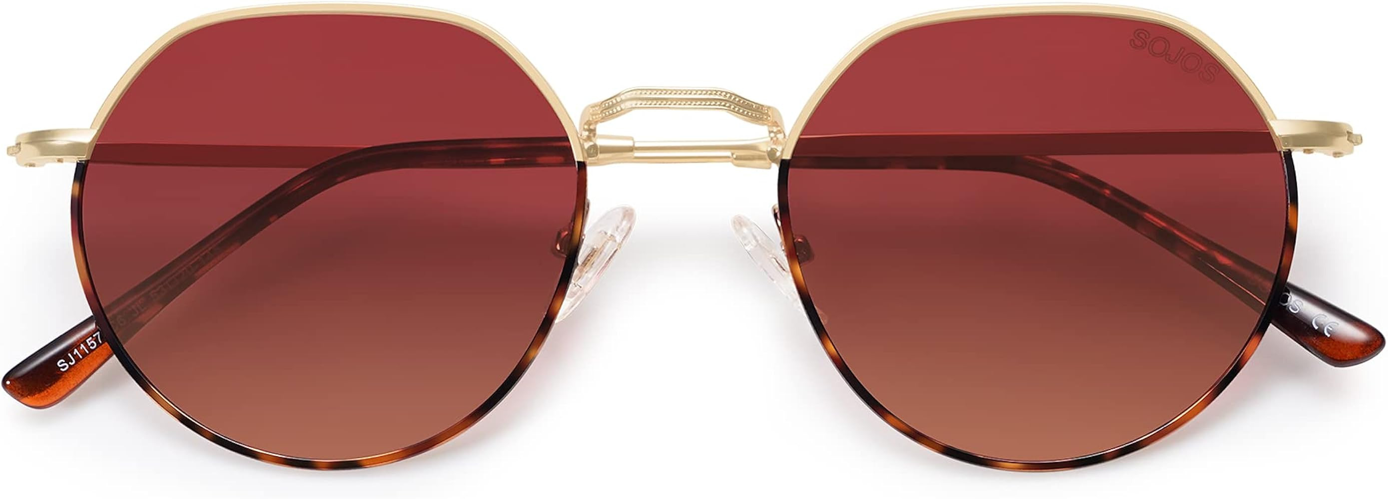 SOJOS Round Polygon Polarized Sunglasses for Women Men Retro Classic Vintage Panto Octagonal Shad... | Amazon (US)