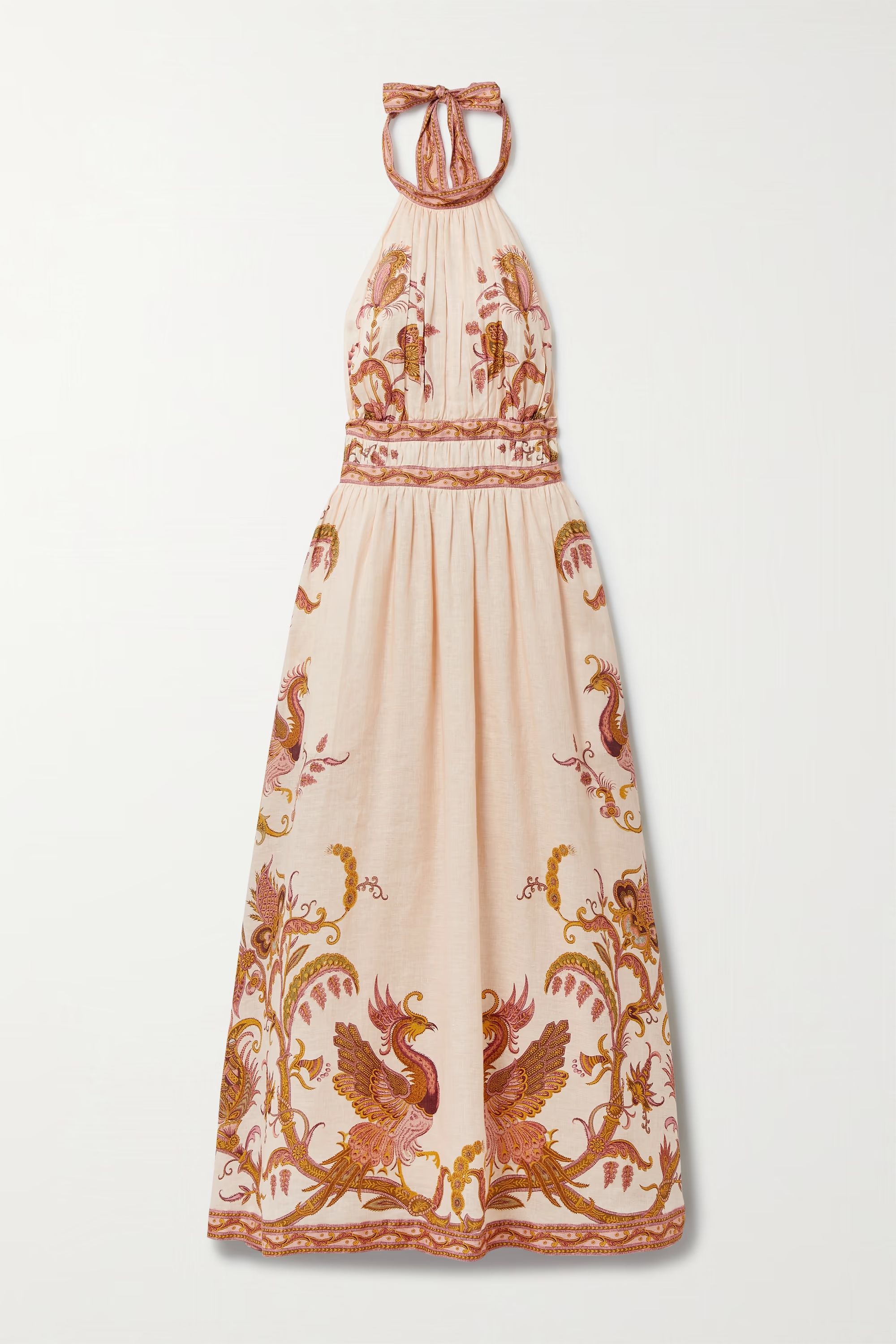 Cassia open-back printed linen halterneck midi dress | NET-A-PORTER (US)