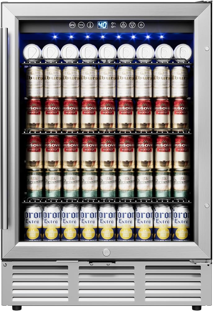 Icyglee 24 Inch Beverage Refrigerator, Beverage Cooler 180 Can Built-in Design, Under Counter Bee... | Amazon (US)