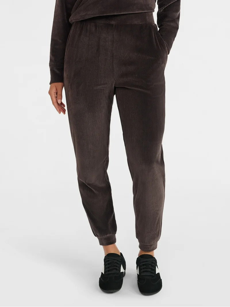 Avia Women's Ribbed Velour Jogger Pants, Sizes XS-XXXL | Walmart (US)