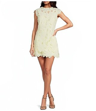 Lucy Paris Greta Floral Eyelet Round Neck Short Sleeve Mini Dress - M | Dillard's
