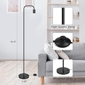MOFFE Industrial Floor Lamp, 64" Metal Standing Tall Lamp with Foot Switch, E26 Socket, Modern Minim | Amazon (US)