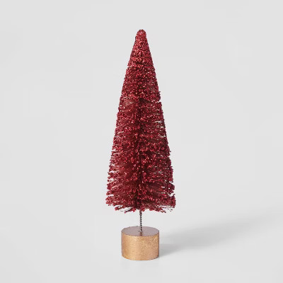 9in Bottle Brush Tree with Gold Base Decorative Figurine - Wondershop™ | Target