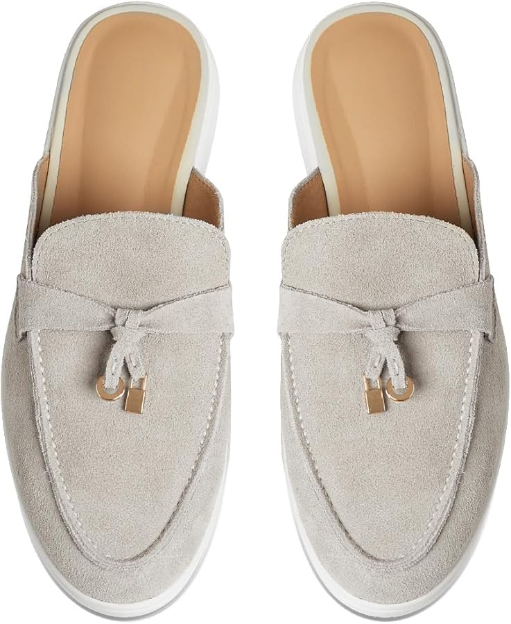 Mule for Women Closed Almond Toe Backless Slip on Flat Slides Penny Loafer Slippers | Amazon (US)