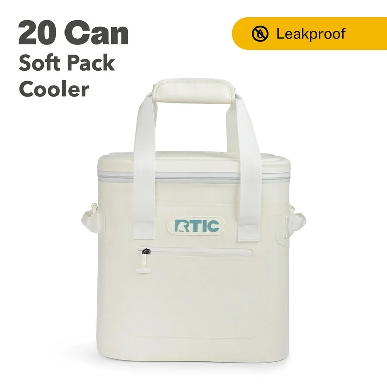 RTIC 20 Can Soft Pack Cooler, Leakproof Ice Chest Cooler with Waterproof Zipper, Ivory | Walmart (US)