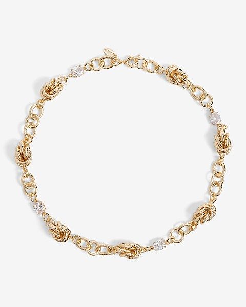 Rhinestone Embellished Knot Chain Necklace | Express