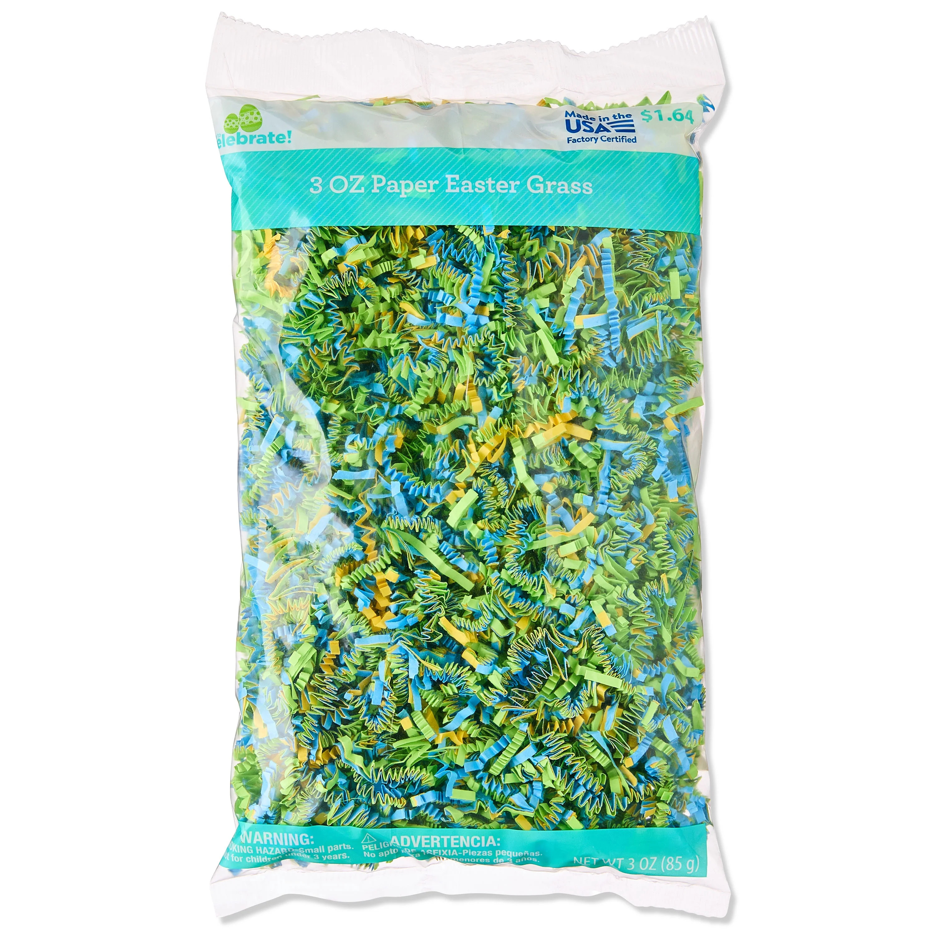 Paper Grass, Blue/Yellow/Green, 3 oz, Easter by Way To Celebrate | Walmart (US)