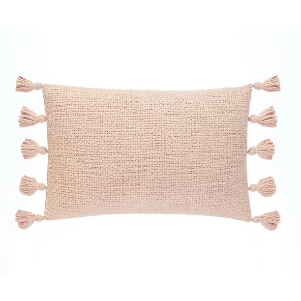 Better Homes & Garden 14" X 24" Oblong Boucle Decorative Pillow with Fringe, Blush (1 count) - Wa... | Walmart (US)
