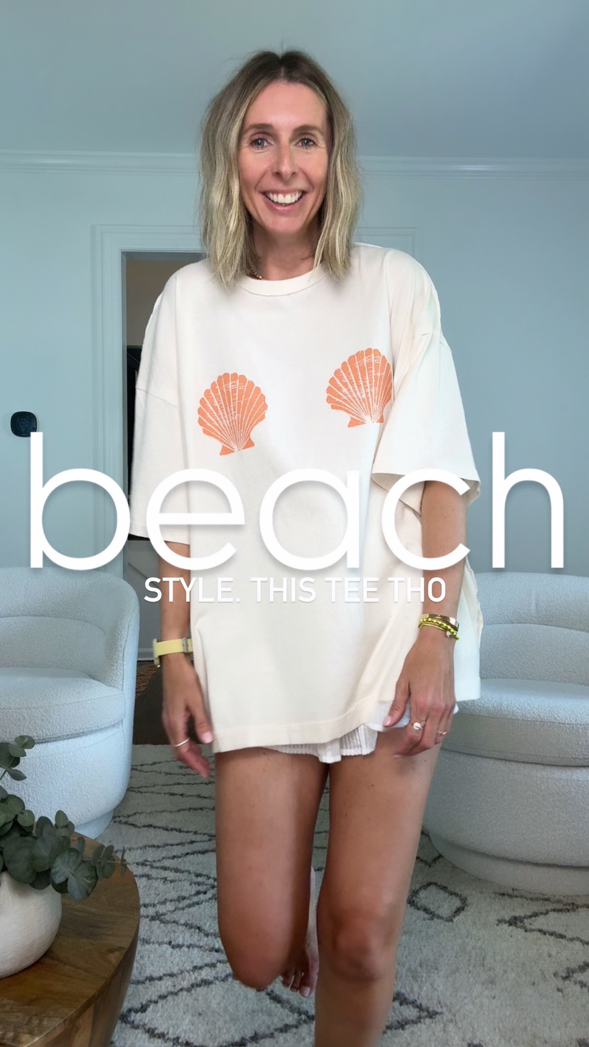 let loose! be playful! get this tee! i’m obsessed! wearing size small. 🐚

perfectly placed shells…oversized fit…i will one hundred percent be wearing this around the pool and to the beach this summer! ☀️ 

@houseofmagpye - let’s elevate your everyday looks! 💫

beach tee. cover up. oversized tee. summer style. beach style. best style. shell tee.  beach hair. do care! 


#effortlessstyle #styleover40 #beachbabe #beachstyle shell tee

#LTKSummerEdit #LTKFindsUnder100 #LTKSwim