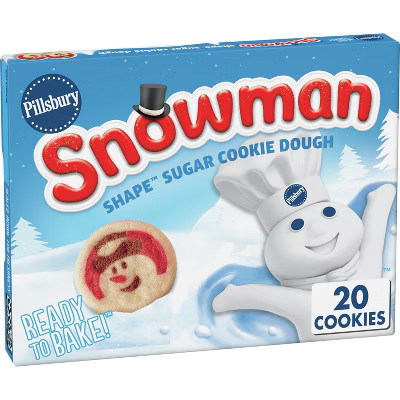 Pillsbury Ready-to-Bake Snowman Shape Sugar Cookie Dough - 9.1oz/20ct | Target